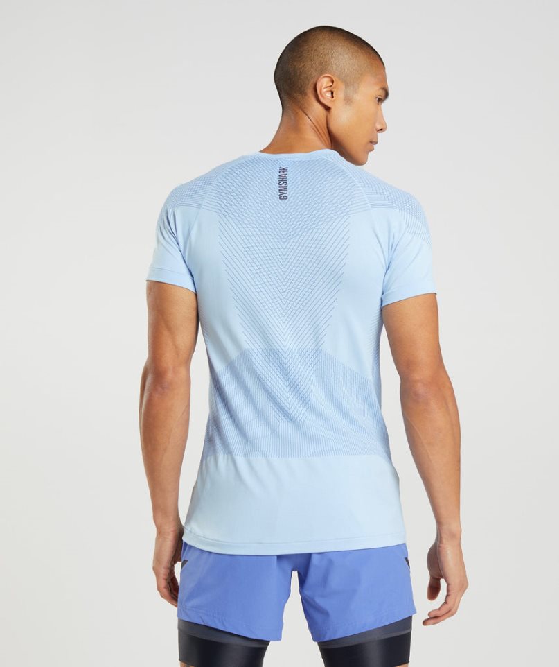 Camiseta Gymshark Apex Seamless Hombre Azules Claro | ES2497-OJ