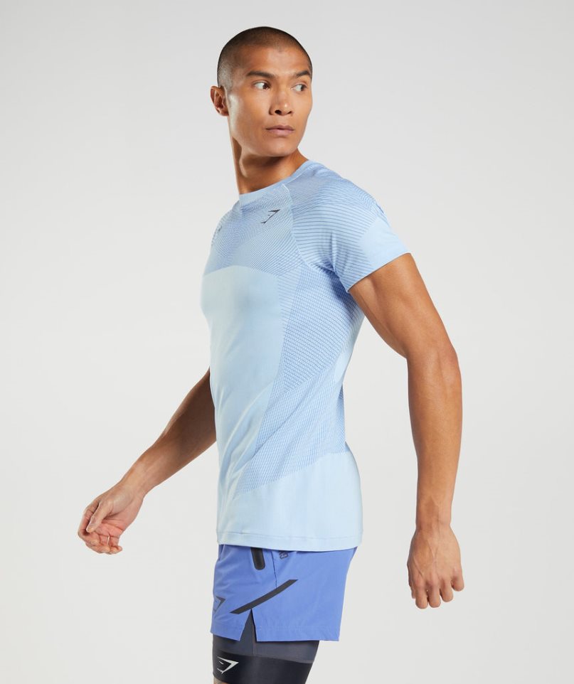 Camiseta Gymshark Apex Seamless Hombre Azules Claro | ES2497-OJ