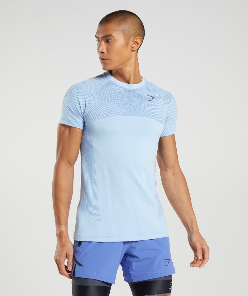 Camiseta Gymshark Apex Seamless Hombre Azules Claro | ES2497-OJ