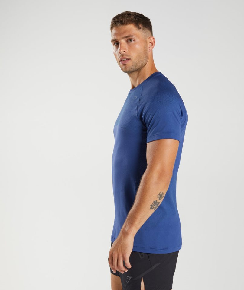 Camiseta Gymshark Apex Seamless Hombre Azules | ES5794-XA