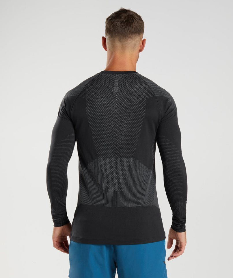 Camiseta Gymshark Apex Seamless Long Sleeve Hombre Negras | ES2718-DH