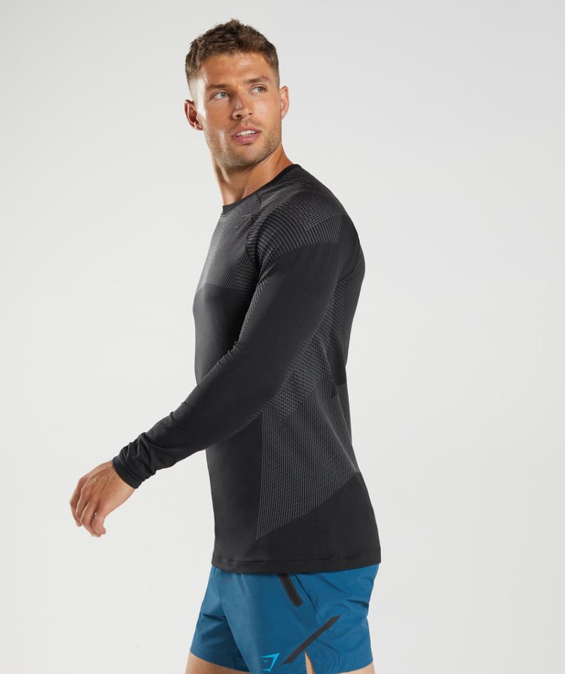 Camiseta Gymshark Apex Seamless Long Sleeve Hombre Negras | ES2718-DH