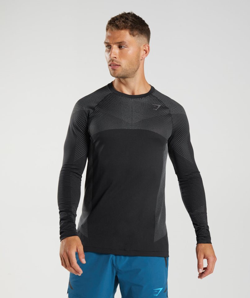 Camiseta Gymshark Apex Seamless Long Sleeve Hombre Negras | ES2718-DH