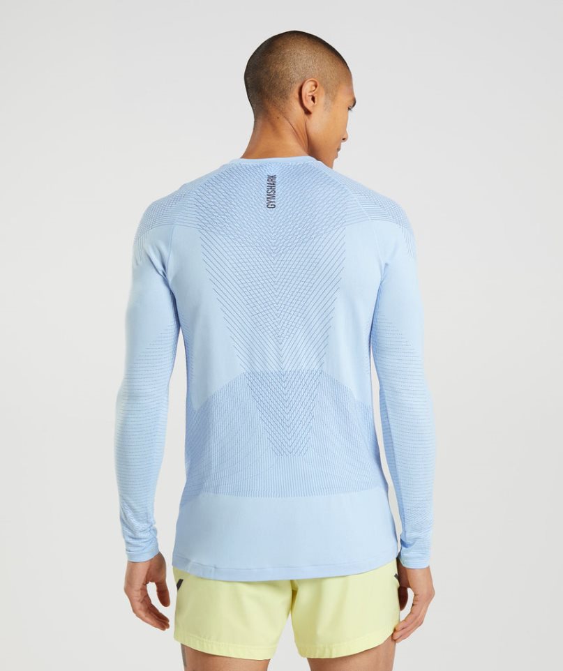 Camiseta Gymshark Apex Seamless Long Sleeve Hombre Azules Claro | ES2837-IJ