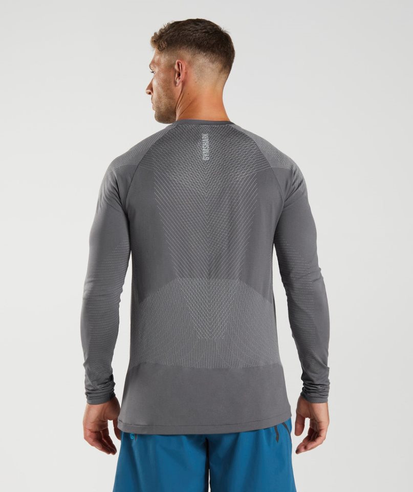 Camiseta Gymshark Apex Seamless Long Sleeve Hombre Gris | ES5163-MU