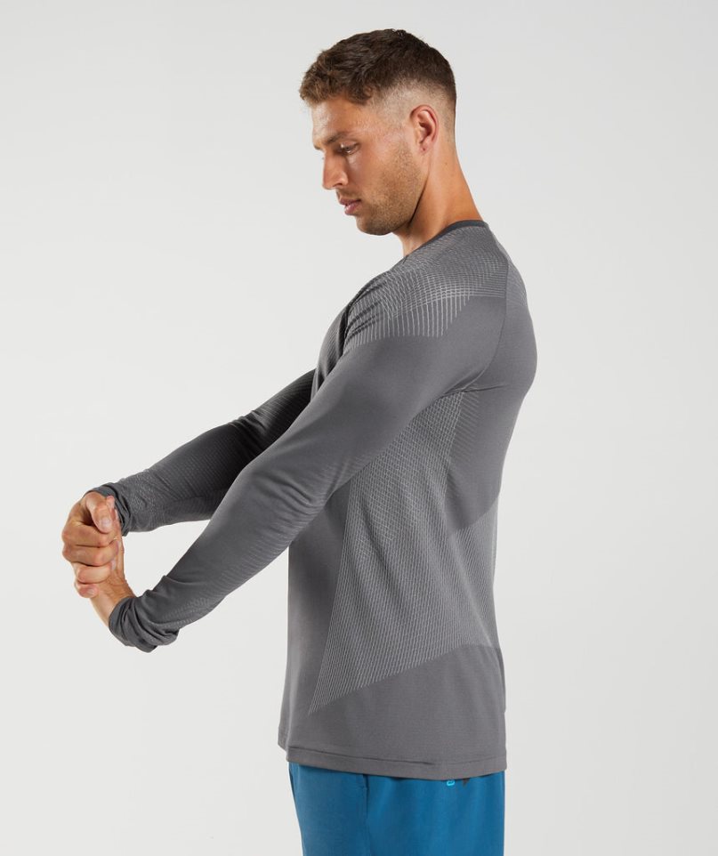 Camiseta Gymshark Apex Seamless Long Sleeve Hombre Gris | ES5163-MU