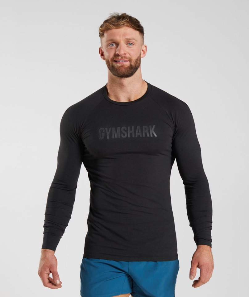 Camiseta Gymshark Apollo Long Sleeve Hombre Negras | ES0136-BY