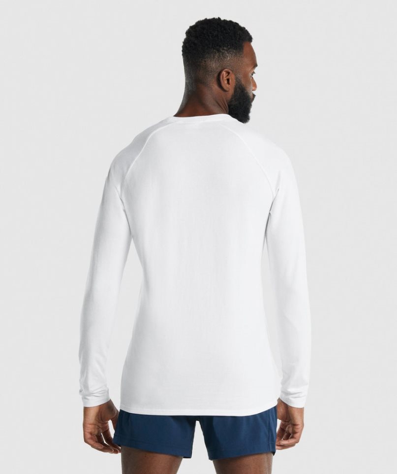 Camiseta Gymshark Apollo Long Sleeve Hombre Blancas | ES0976-MJ