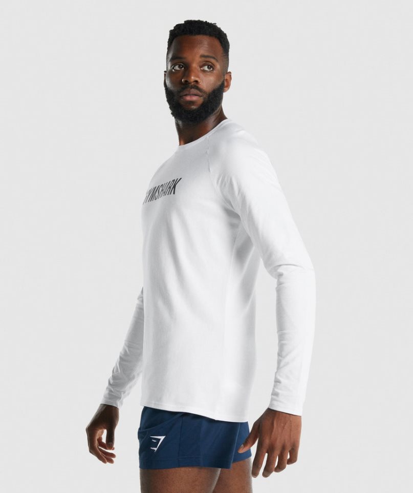 Camiseta Gymshark Apollo Long Sleeve Hombre Blancas | ES0976-MJ