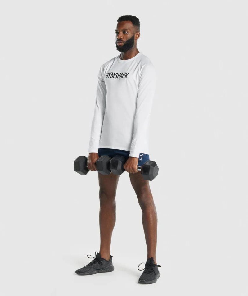 Camiseta Gymshark Apollo Long Sleeve Hombre Blancas | ES0976-MJ