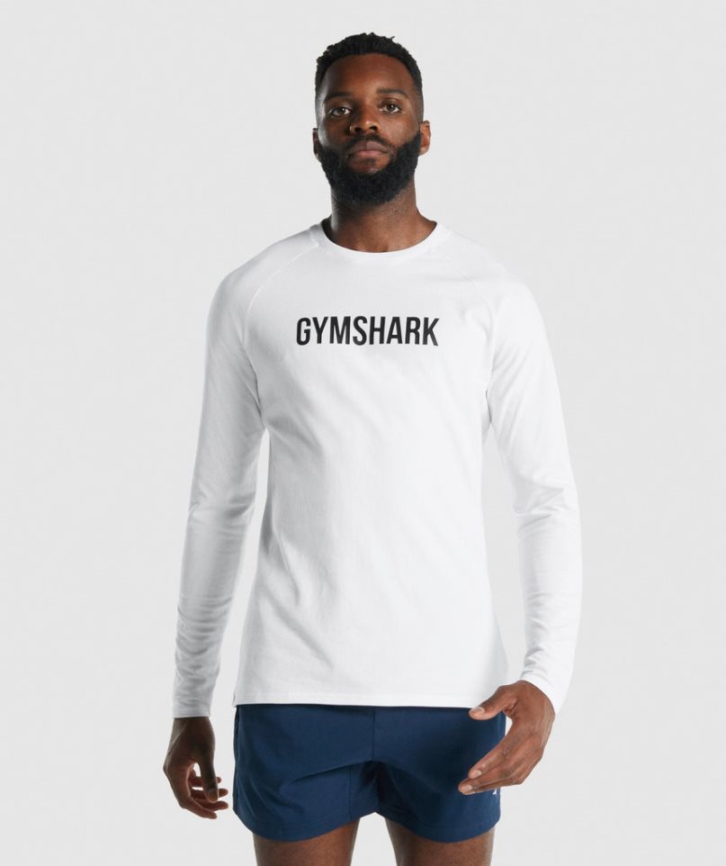 Camiseta Gymshark Apollo Long Sleeve Hombre Blancas | ES0976-MJ