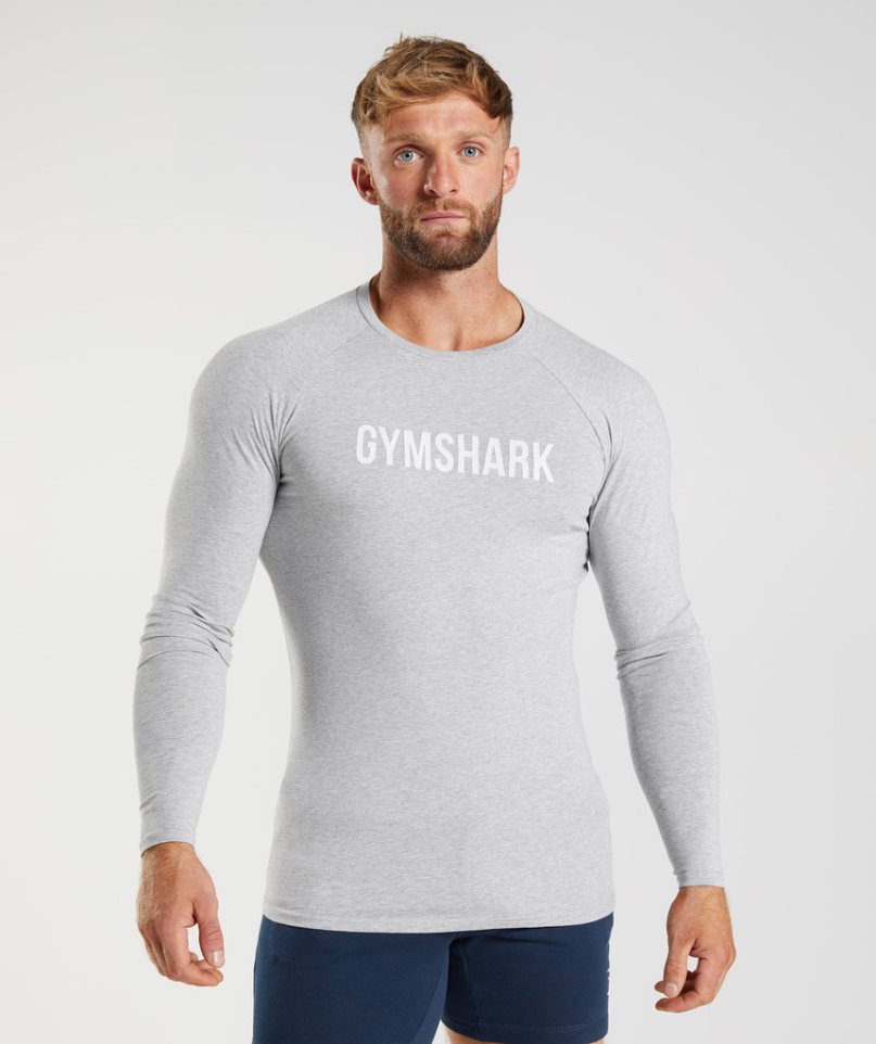 Camiseta Gymshark Apollo Long Sleeve Hombre Gris Claro | ES1296-CF