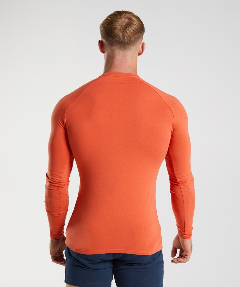 Camiseta Gymshark Apollo Long Sleeve Hombre Naranjas | ES2679-HF