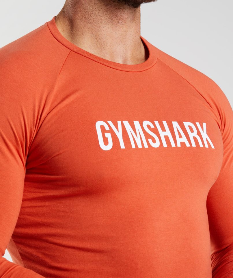 Camiseta Gymshark Apollo Long Sleeve Hombre Naranjas | ES2679-HF