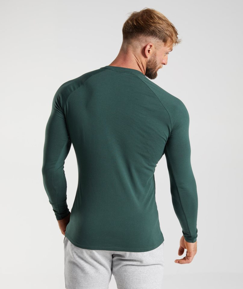 Camiseta Gymshark Apollo Long Sleeve Hombre Verde | ES3416-RU