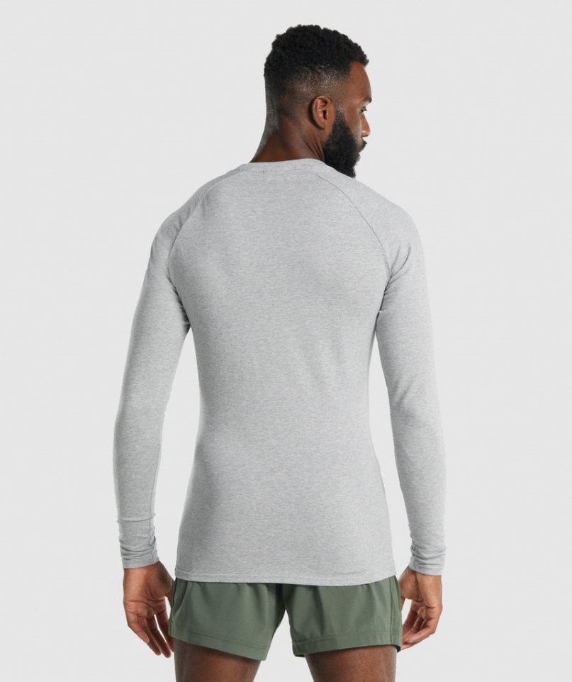 Camiseta Gymshark Apollo Long Sleeve Hombre Gris Claro | ES3827-LO