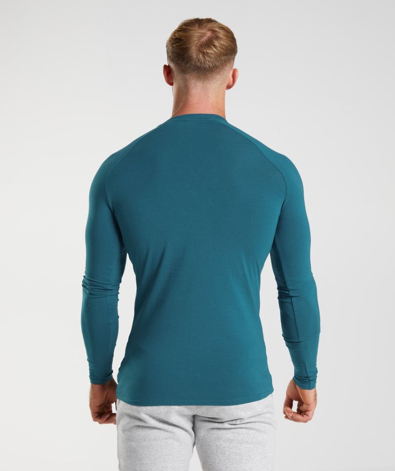 Camiseta Gymshark Apollo Long Sleeve Hombre Azules | ES6324-JE