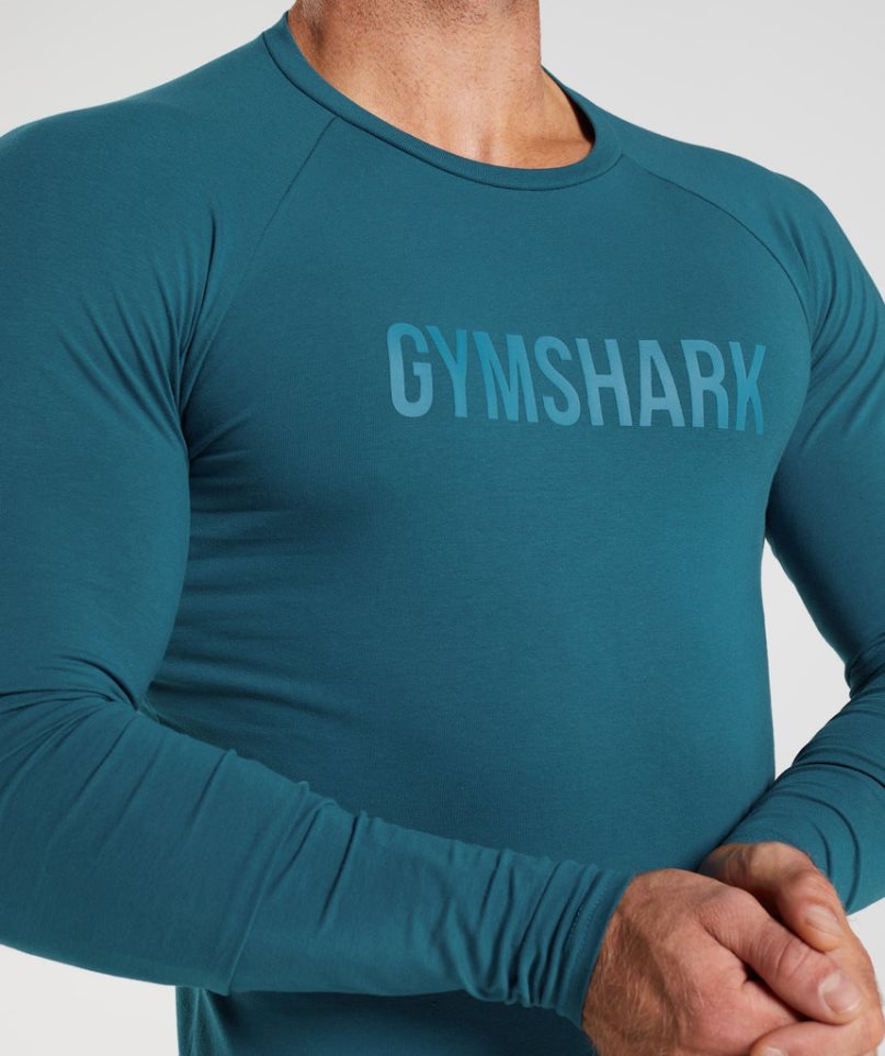 Camiseta Gymshark Apollo Long Sleeve Hombre Azules | ES6324-JE