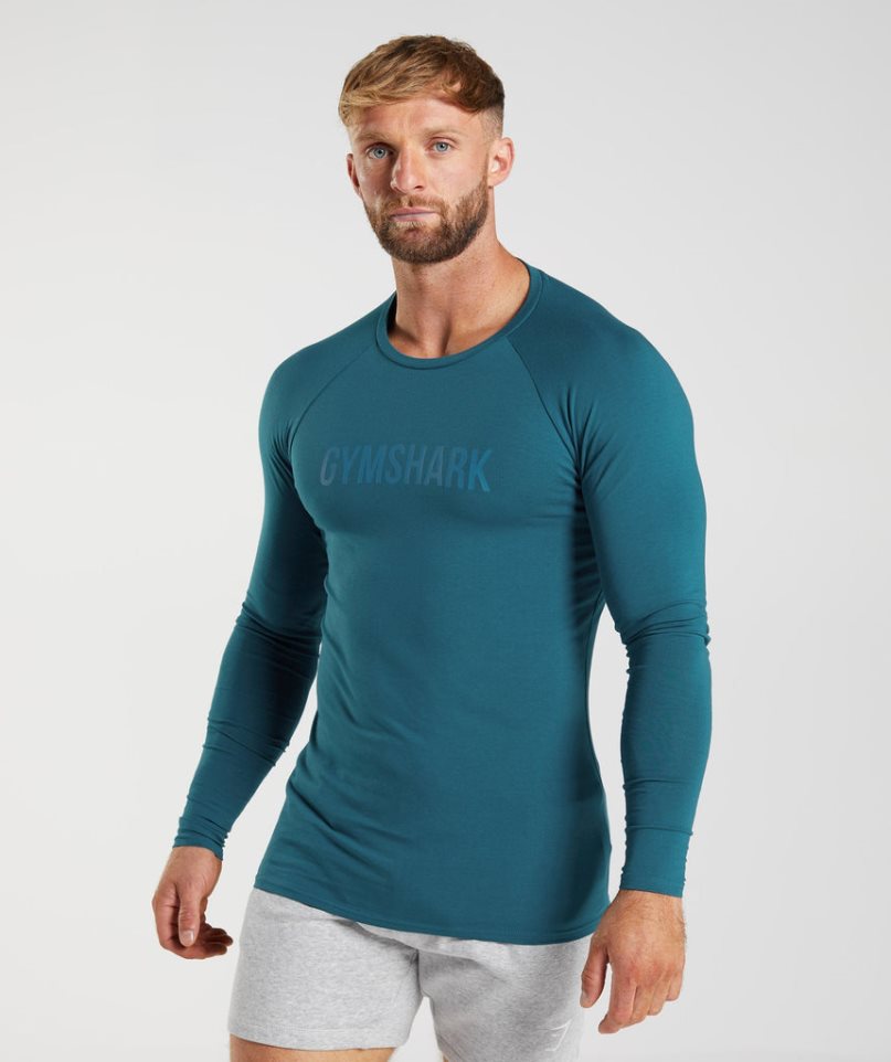 Camiseta Gymshark Apollo Long Sleeve Hombre Azules | ES6324-JE