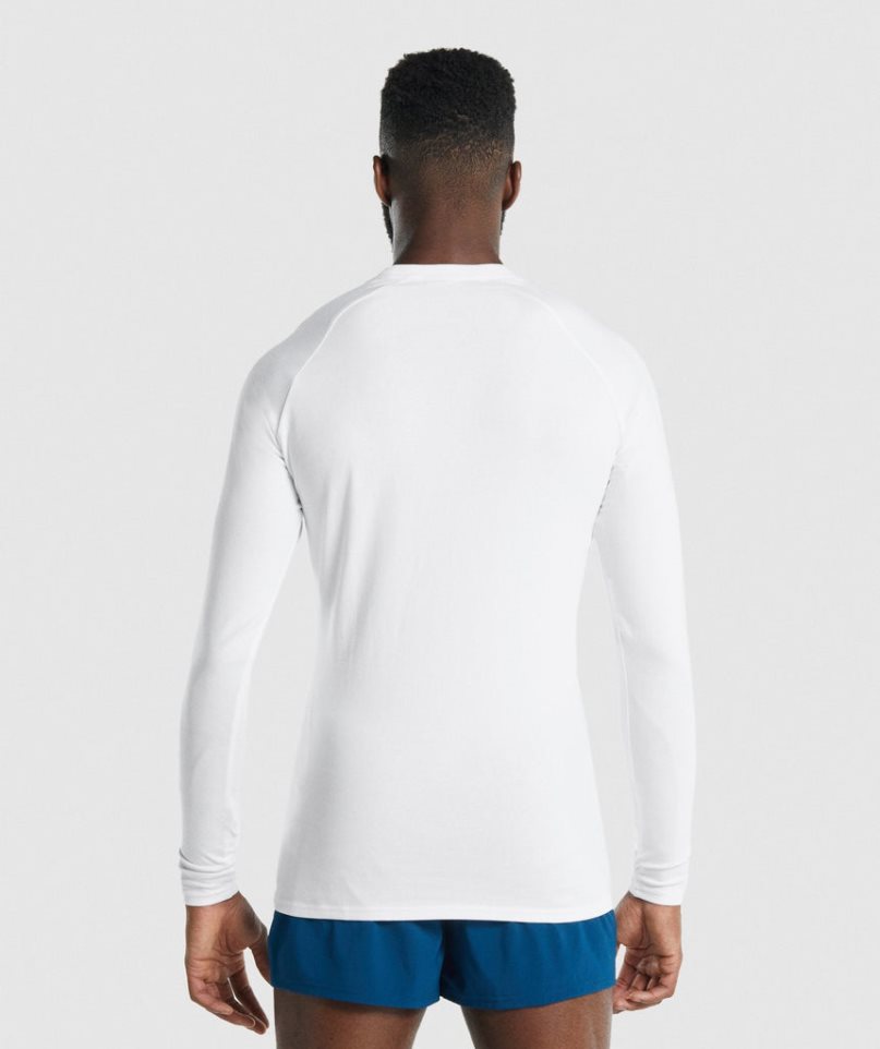 Camiseta Gymshark Apollo Long Sleeve Hombre Blancas | ES8714-IK