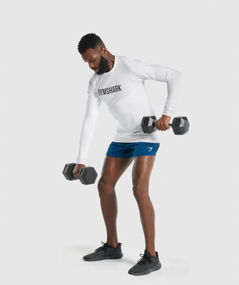 Camiseta Gymshark Apollo Long Sleeve Hombre Blancas | ES8714-IK