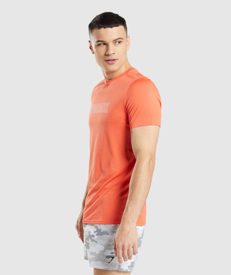 Camiseta Gymshark Arrival Estampadas Hombre Naranjas | ES3785-ER