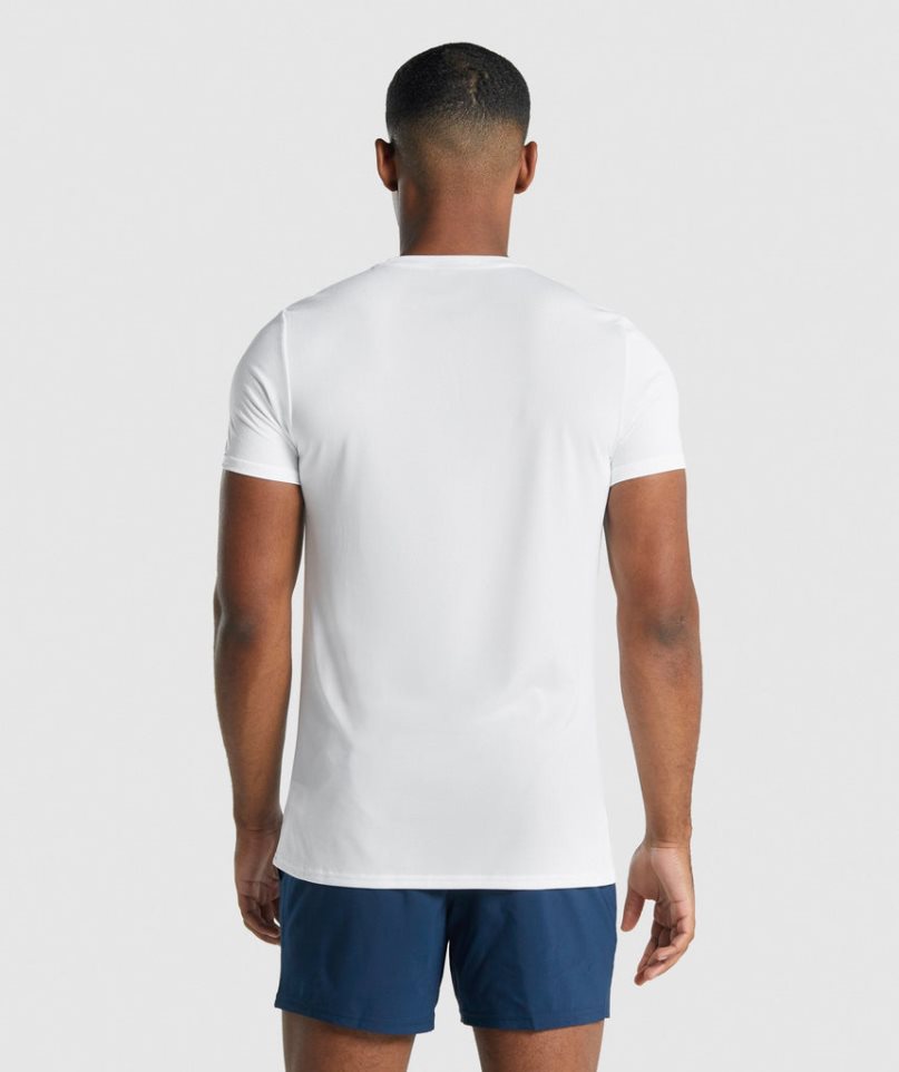 Camiseta Gymshark Arrival Estampadas Hombre Blancas | ES6190-ND