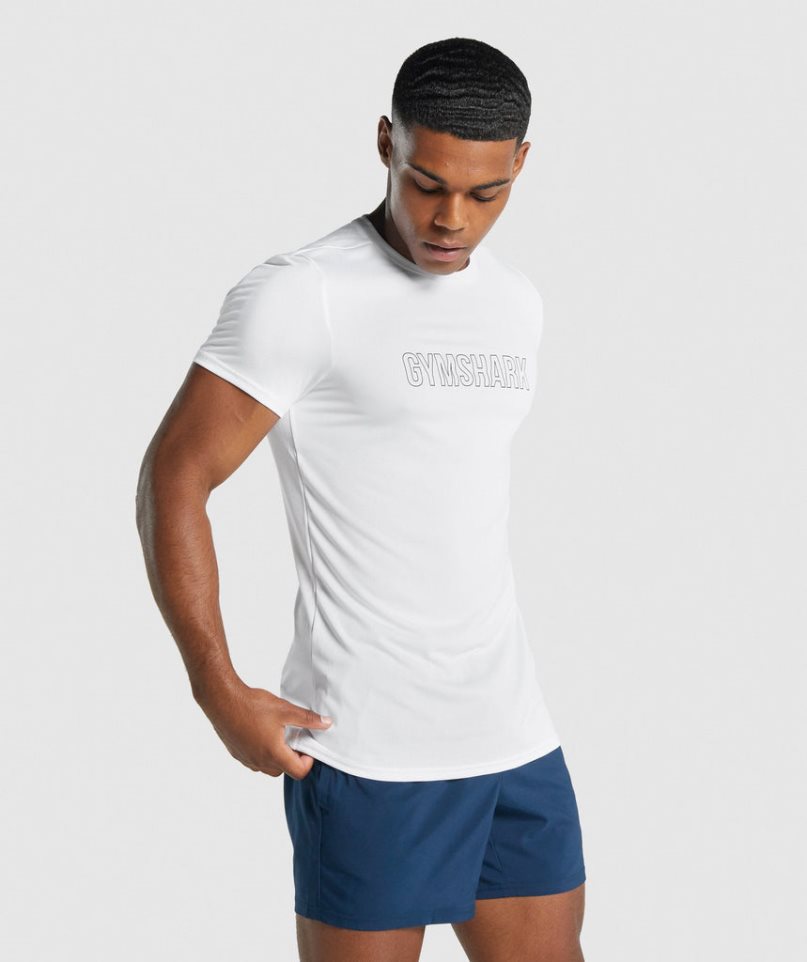 Camiseta Gymshark Arrival Estampadas Hombre Blancas | ES6190-ND