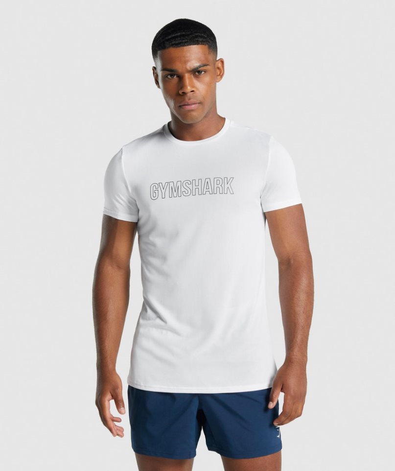 Camiseta Gymshark Arrival Estampadas Hombre Blancas | ES6190-ND