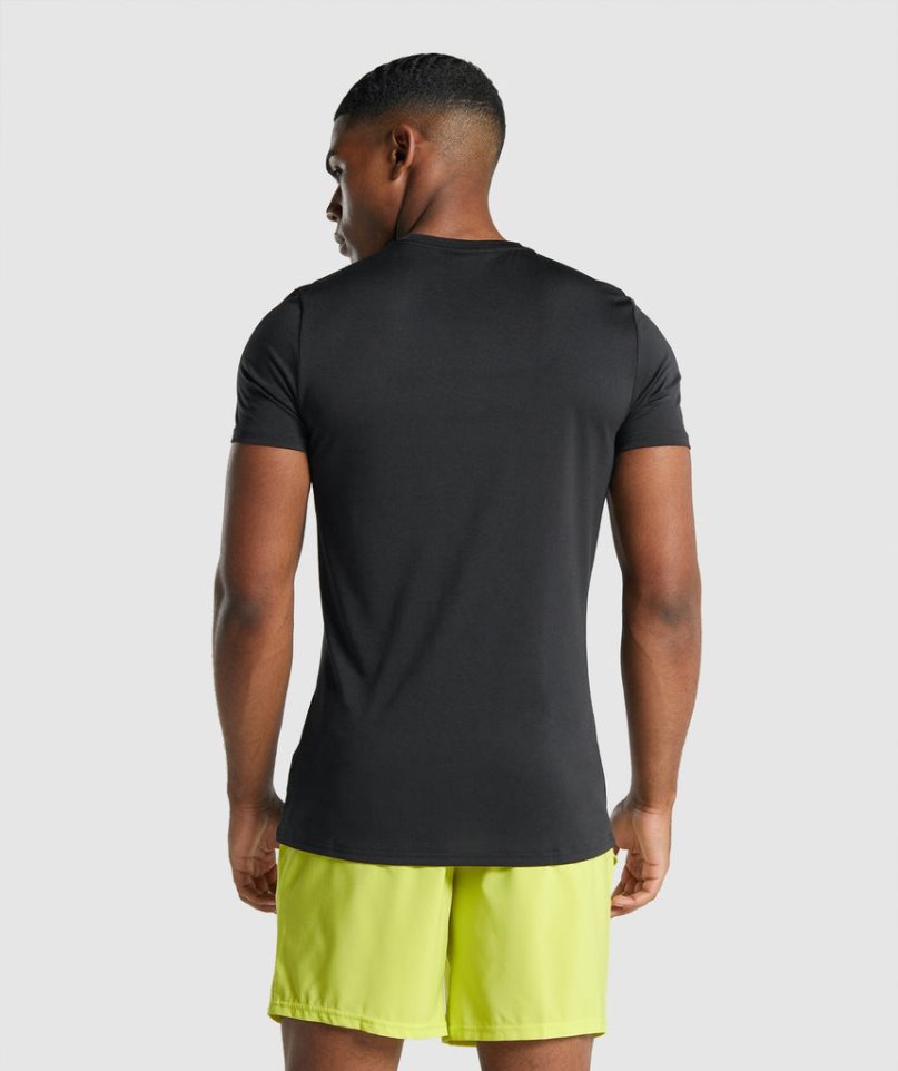 Camiseta Gymshark Arrival Estampadas Hombre Negras | ES9584-RQ