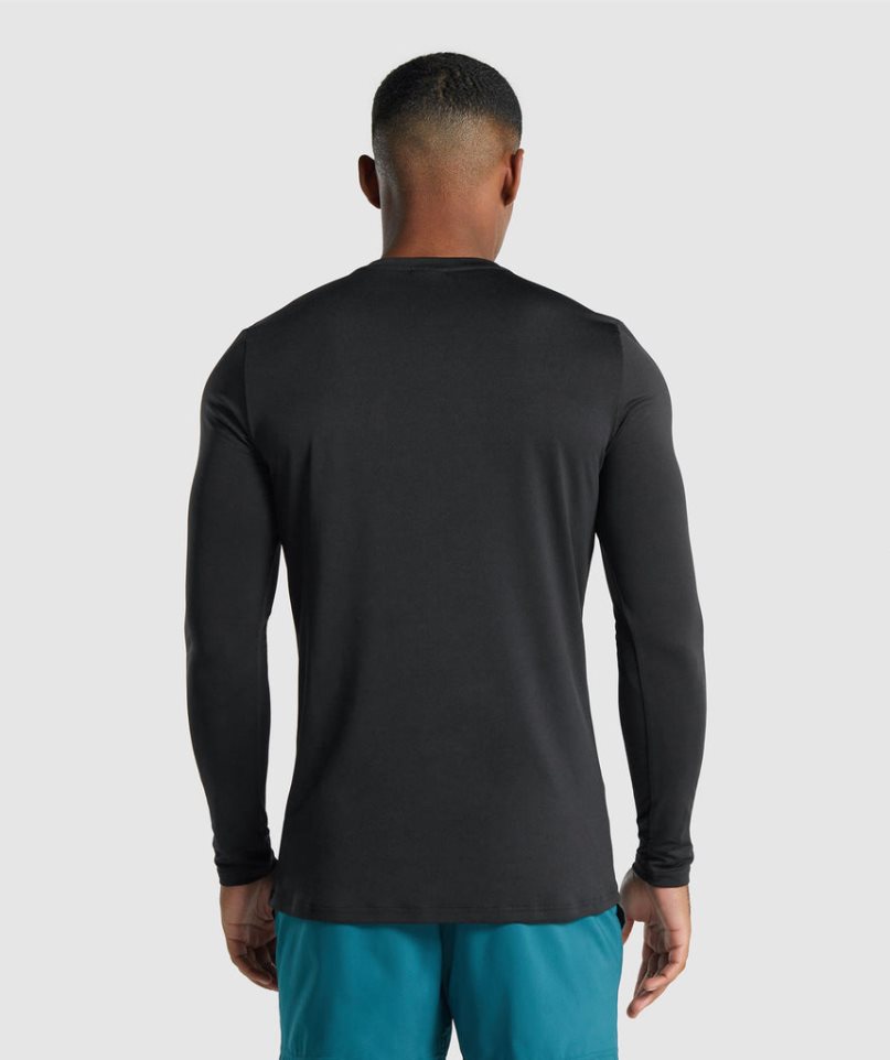 Camiseta Gymshark Arrival Long Sleeve Estampadas Hombre Negras | ES4276-OY