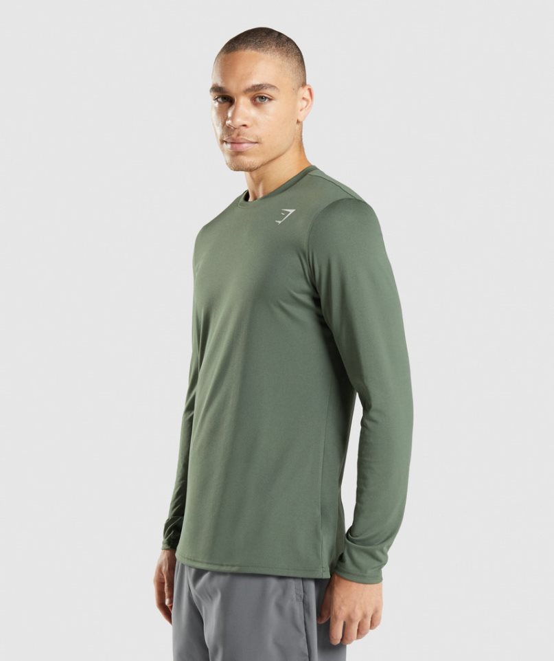 Camiseta Gymshark Arrival Long Sleeve Hombre Verde | ES4857-PZ