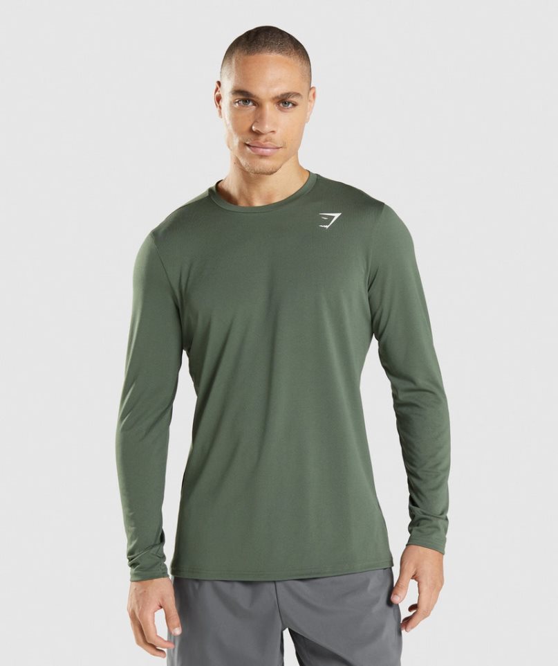 Camiseta Gymshark Arrival Long Sleeve Hombre Verde | ES4857-PZ