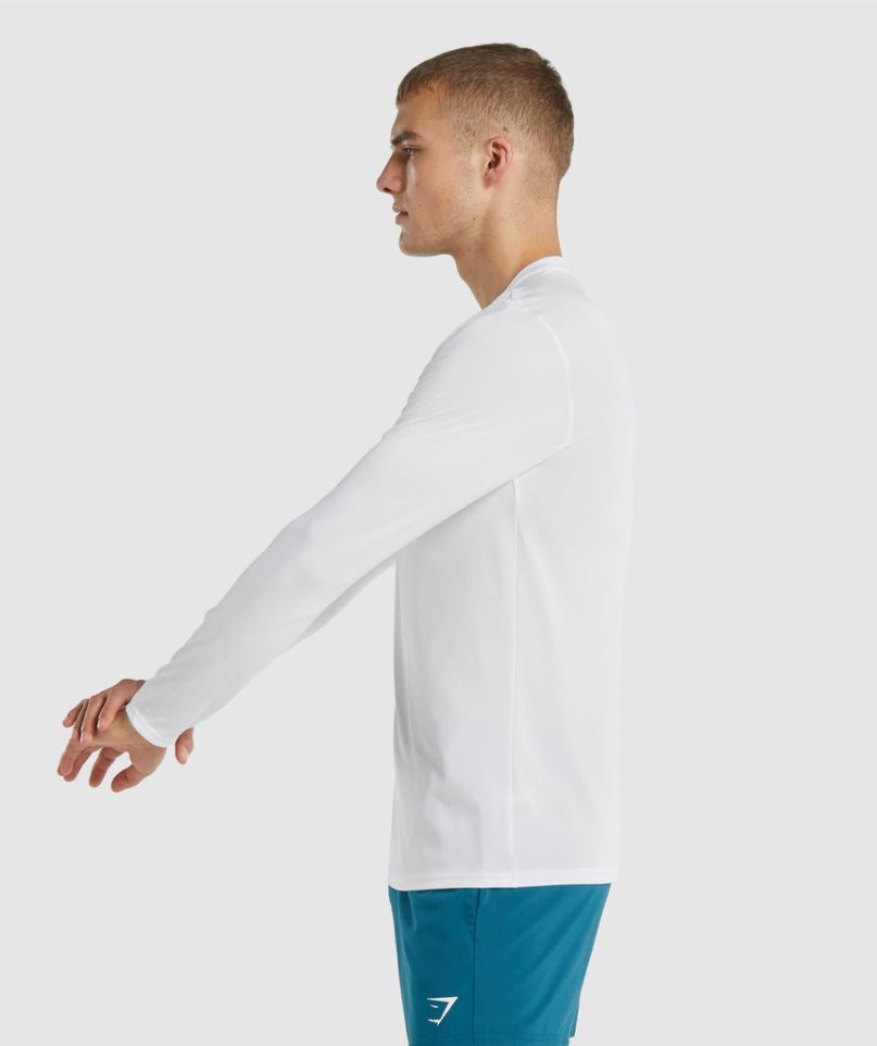 Camiseta Gymshark Arrival Long Sleeve Hombre Blancas | ES5036-CW