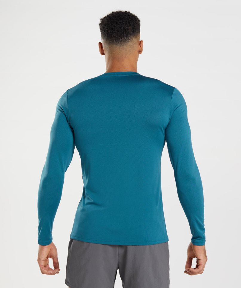 Camiseta Gymshark Arrival Long Sleeve Hombre Azules | ES6537-KF