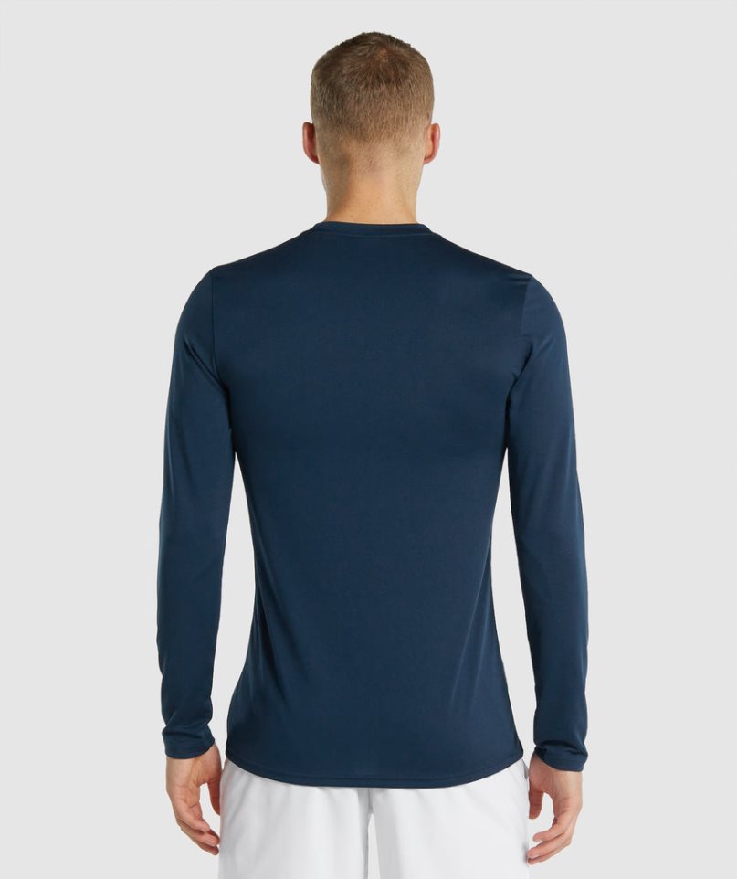 Camiseta Gymshark Arrival Long Sleeve Hombre Azul Marino | ES7231-CX