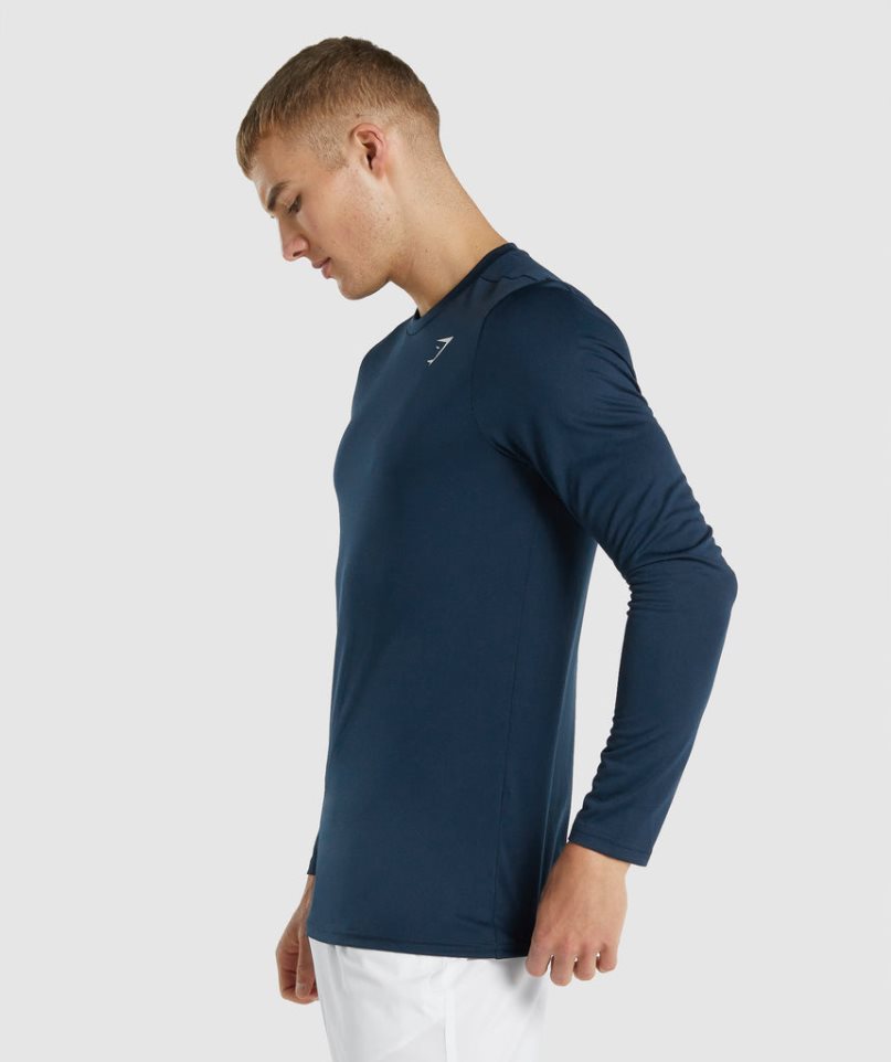 Camiseta Gymshark Arrival Long Sleeve Hombre Azul Marino | ES7231-CX