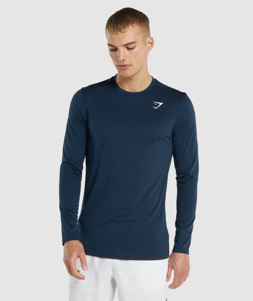 Camiseta Gymshark Arrival Long Sleeve Hombre Azul Marino | ES7231-CX