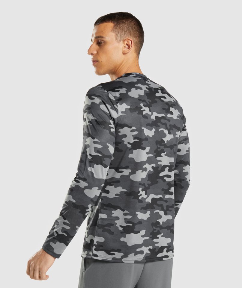 Camiseta Gymshark Arrival Long Sleeve Hombre Camuflaje | ES9184-DN