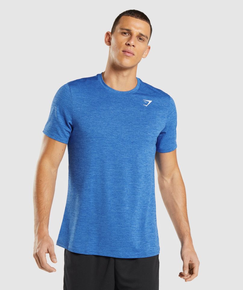 Camiseta Gymshark Arrival Marl Hombre Azules | ES3241-TJ