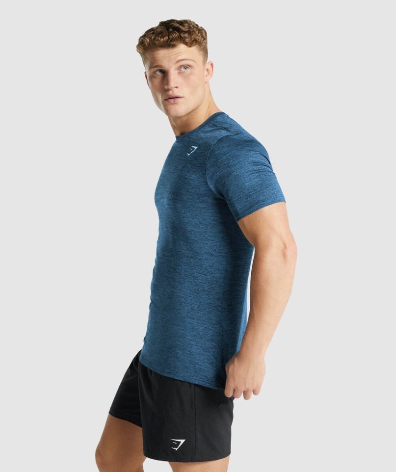 Camiseta Gymshark Arrival Marl Hombre Azul Marino | ES8472-NY