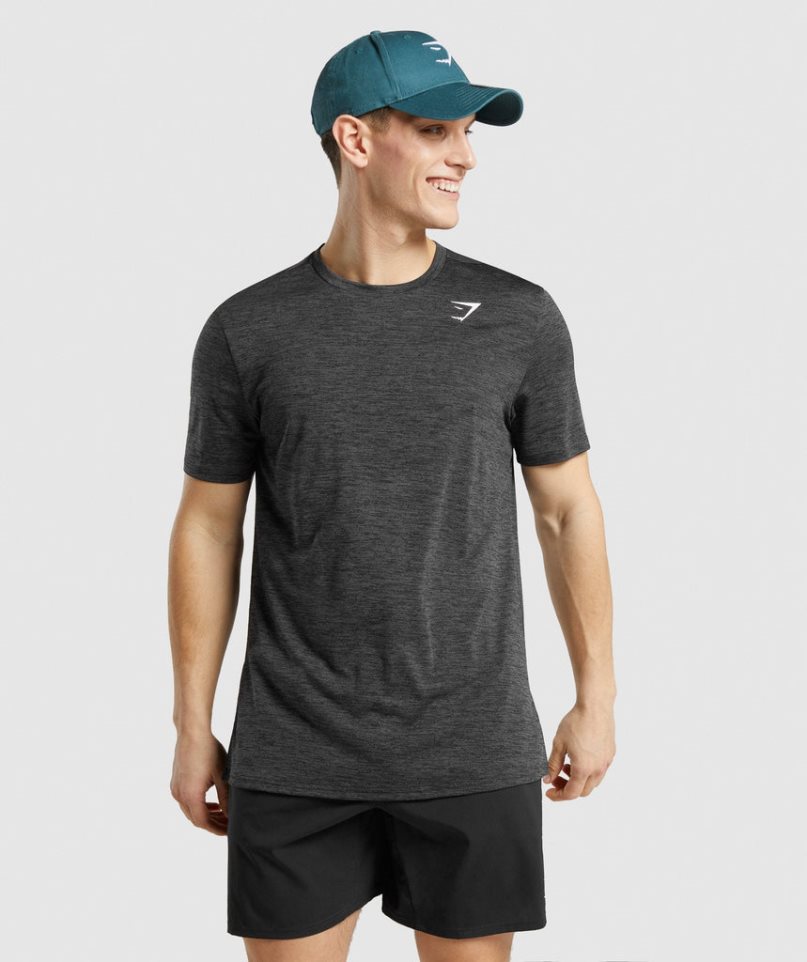 Camiseta Gymshark Arrival Marl Hombre Negras | ES6387-AS