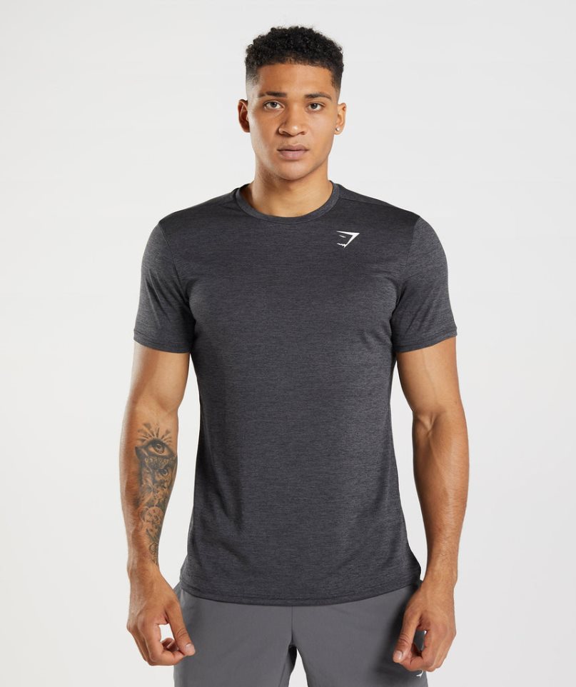 Camiseta Gymshark Arrival Marl Hombre Negras | ES7804-MT