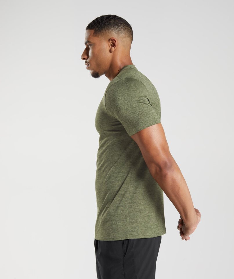 Camiseta Gymshark Arrival Marl Hombre Verde Oliva | ES5306-BO