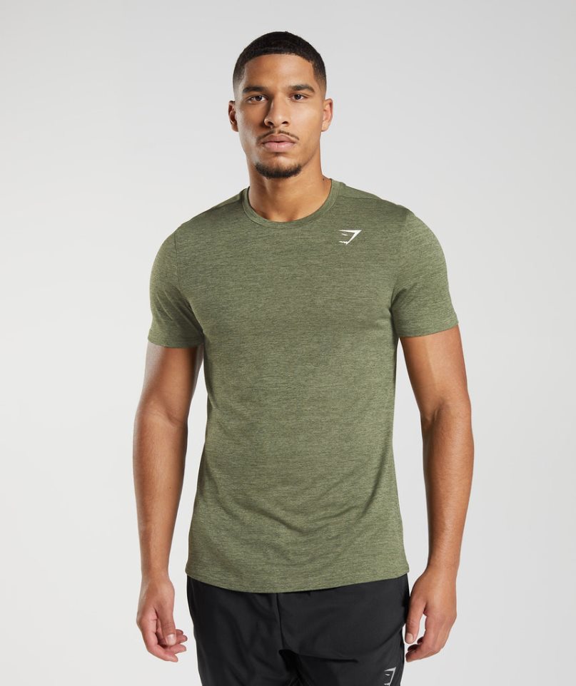 Camiseta Gymshark Arrival Marl Hombre Verde Oliva | ES5306-BO