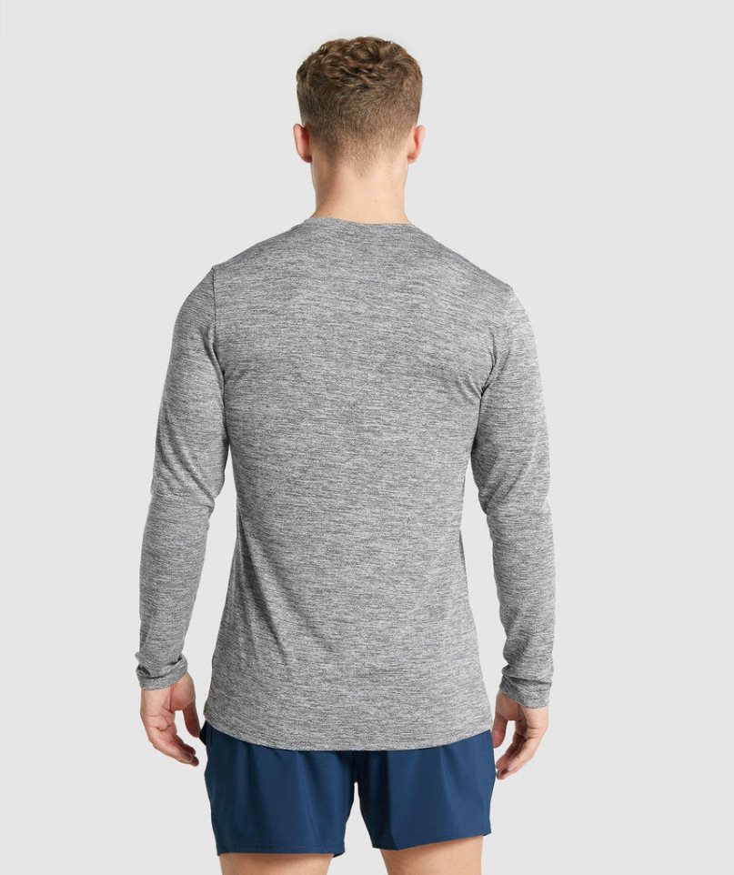 Camiseta Gymshark Arrival Marl Long Sleeve Hombre Gris | ES8140-LE