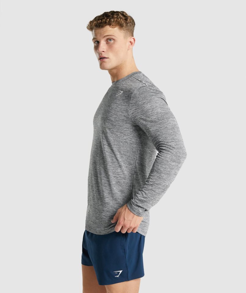 Camiseta Gymshark Arrival Marl Long Sleeve Hombre Gris | ES8140-LE