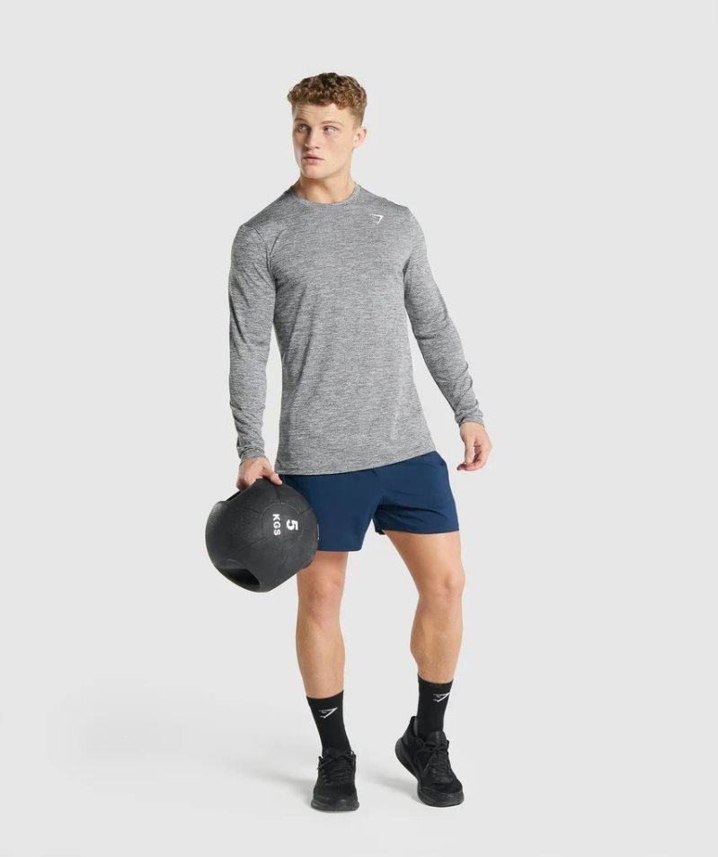 Camiseta Gymshark Arrival Marl Long Sleeve Hombre Gris | ES8140-LE