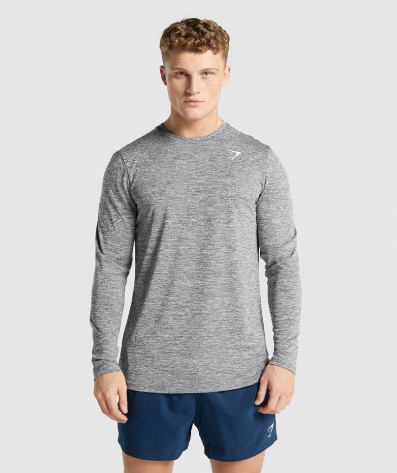 Camiseta Gymshark Arrival Marl Long Sleeve Hombre Gris | ES8140-LE