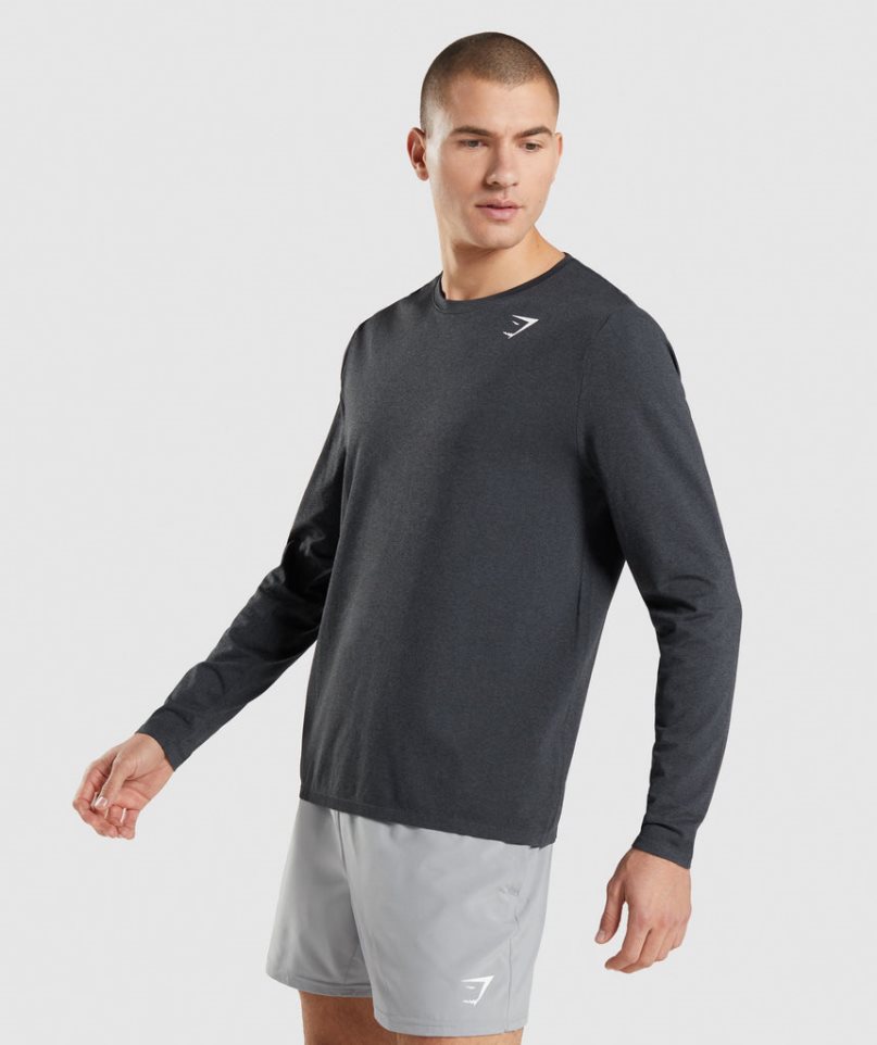 Camiseta Gymshark Arrival Seamless Long Sleeve Hombre Negras | ES4617-KS